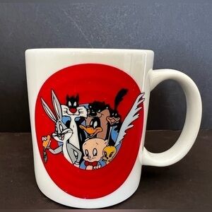 Vintage Warner Bros Looney Tunes Mug 1991 Thats All Folks Coffee Cup Bugs Tweety